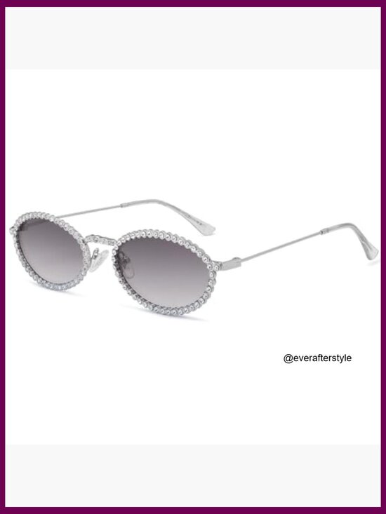 Metal Frame Retro Oval Rhinestone Sunglasses UV400 Protection main image 4
